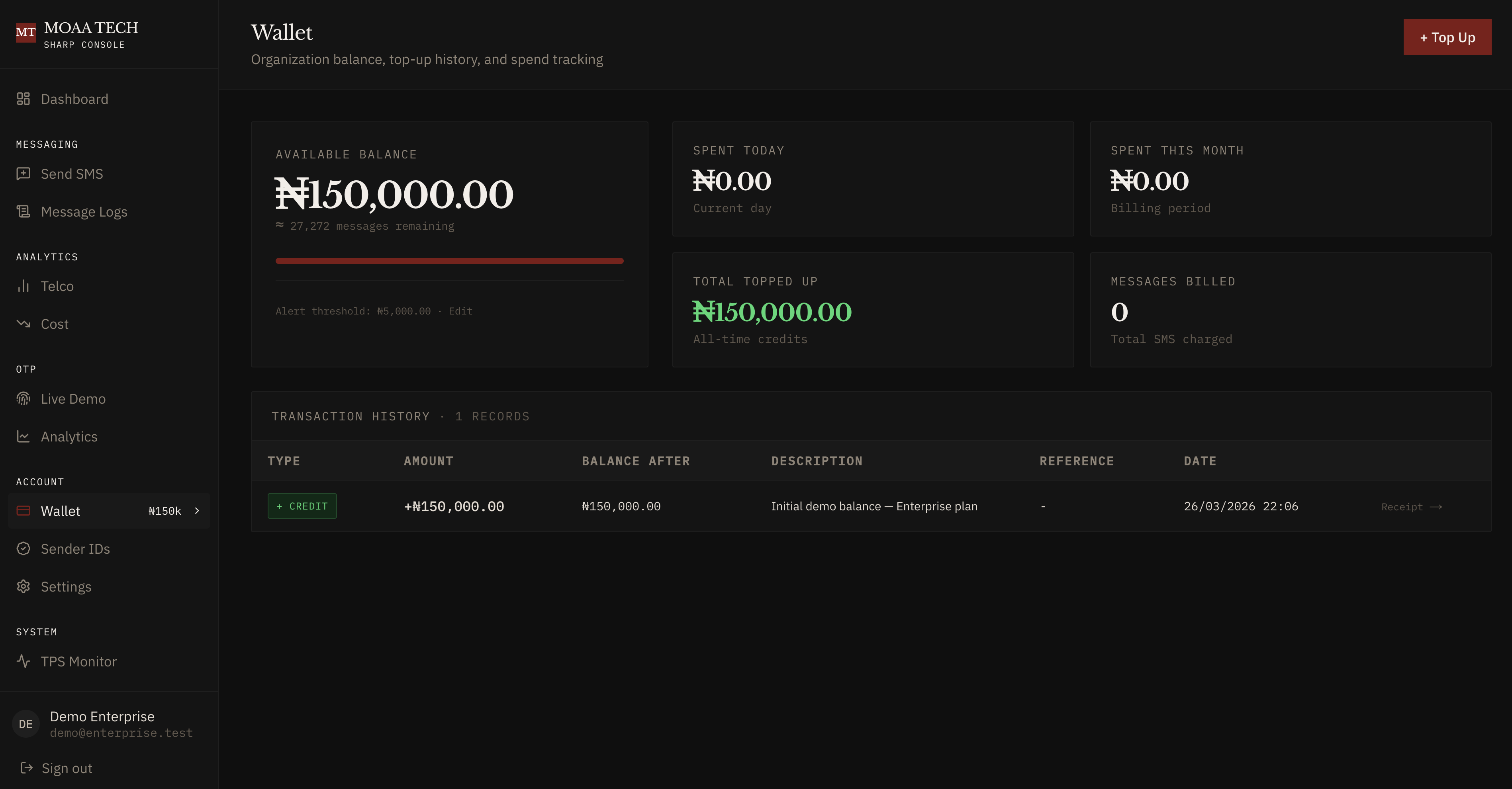 Sharp Console — Wallet